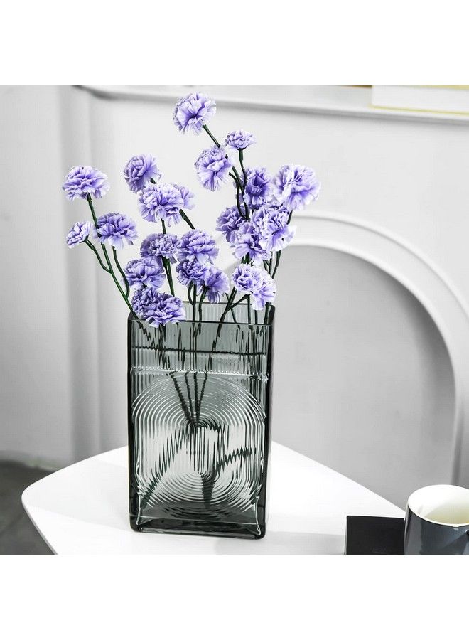 Decorative Vase Square Glass Vase Flower Vase For Home Table Centerpieces (Gray)