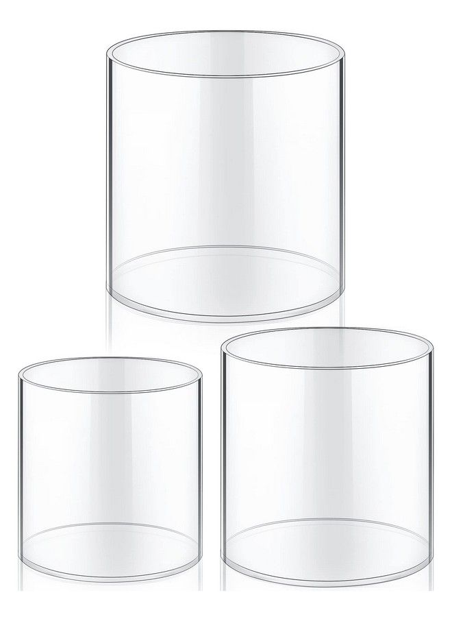 Set Of 3 Flower Acrylic Vase Cylinders 4
