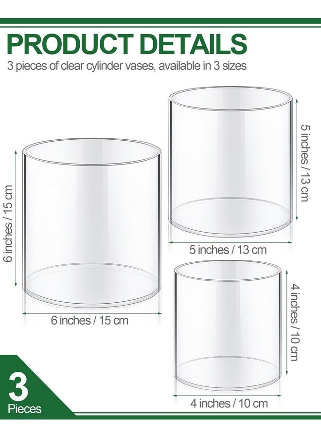 Set Of 3 Flower Acrylic Vase Cylinders 4