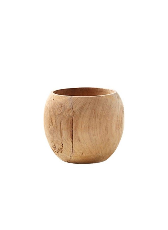 Handmade Natural Teak Vase Fishbowl Shaped Wood Vase Rustic Wood Planter Bowl Decorative Centerpiece For Home Weddings Events Parties Measures 5.5