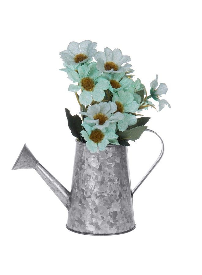 Small Galvanized Metal Decorative Vase Vintage Watering Can Shaped Design For Faux Flowers Artificial Plants And Dried Sticks Handcrafted In India