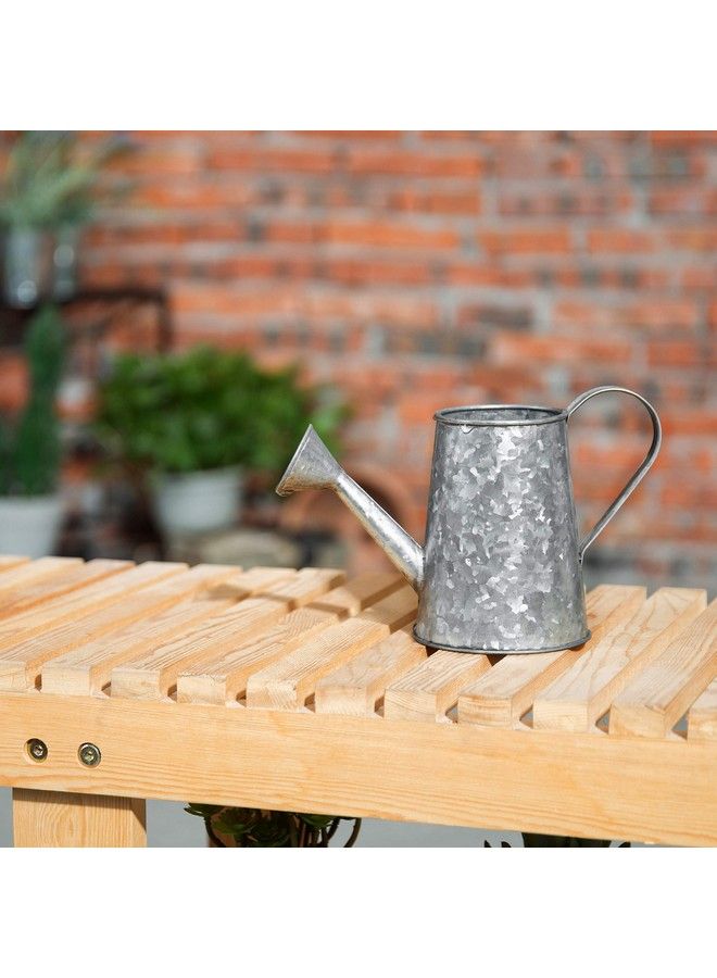 Small Galvanized Metal Decorative Vase Vintage Watering Can Shaped Design For Faux Flowers Artificial Plants And Dried Sticks Handcrafted In India