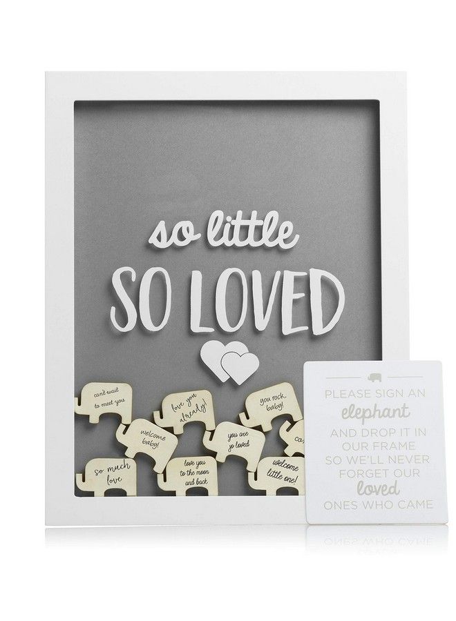 Elephant Token Frame Little Wishes Signature Guestbook Alternative Pregnancy Keepsake For Soon To Be Moms Baby Shower Decor Gray And White