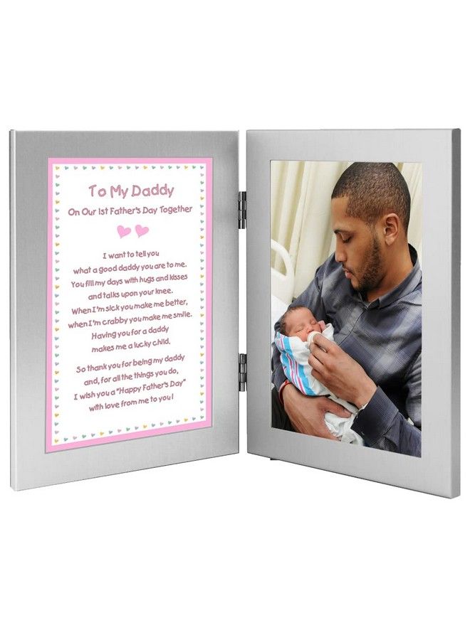 1St Father'S Day Together From Daughter To Daddy Add 4X6 Inch Photo Of New Baby Girl