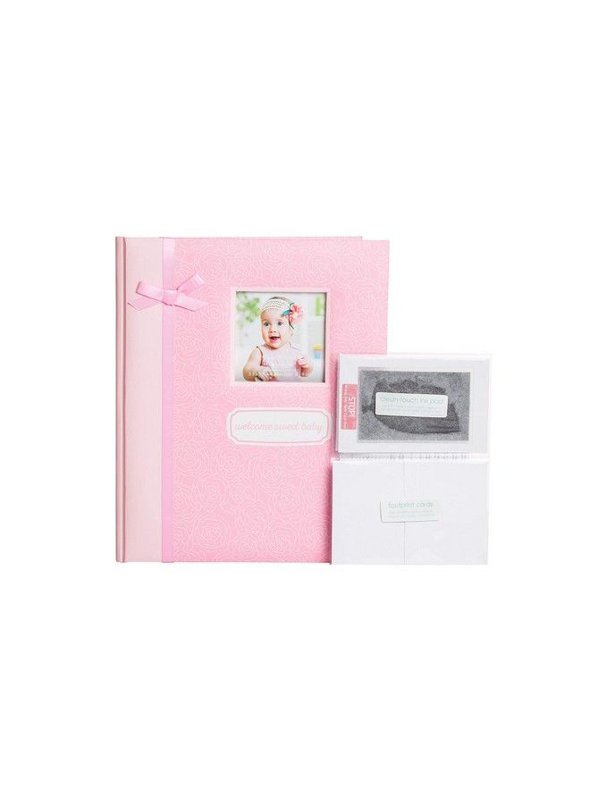 Little Blossoms By Pearhead Welcome Sweet Baby Memory Book With Clean Touch Baby Safe Ink Pad Pink