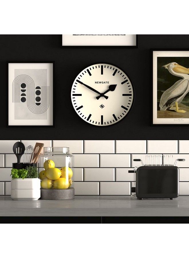 Number Three Railway Wall Clock Round Clock Kitchen Clock Clocks For Living Room Office Clock Contemporary Case Marker Dial Station Clock (Black)