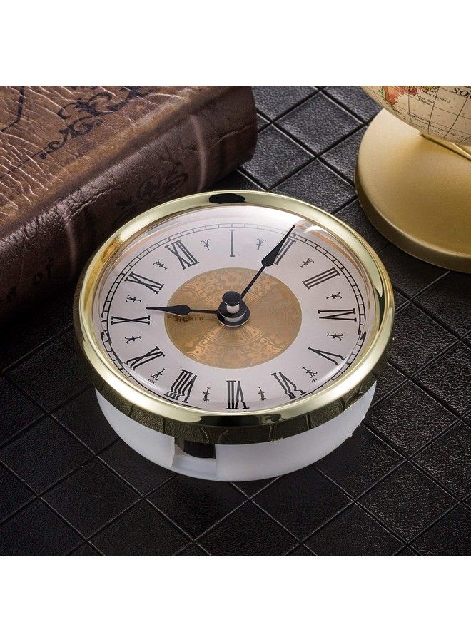 31 8 Inch (80 Mm) Clock Insert With Roman Numeral Quartz Movement Gold Trim