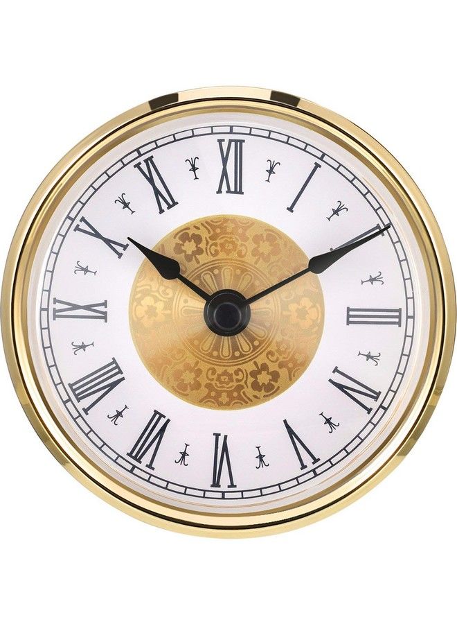 31 8 Inch (80 Mm) Clock Insert With Roman Numeral Quartz Movement Gold Trim