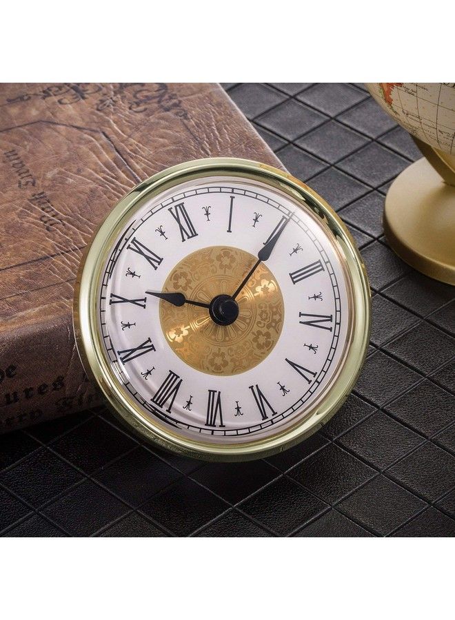 31 8 Inch (80 Mm) Clock Insert With Roman Numeral Quartz Movement Gold Trim
