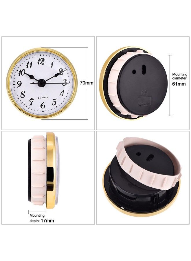 2.8 Inch 70 Mm Quartz Clock Insert Gold Trim Arabic Numeral Quartz Movement (Gold Trim)