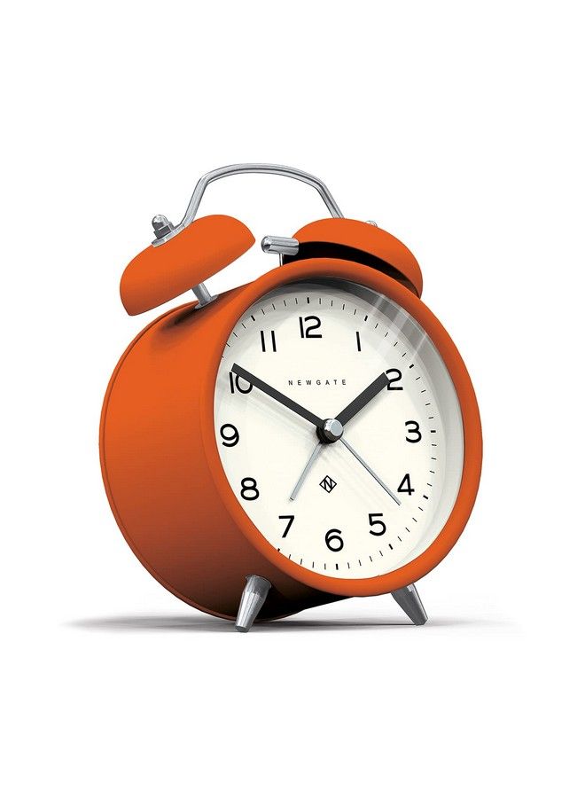 Charlie Bell Echo Alarm Small Contemporary Bedside Alarm Clock Analogue Alarm Clock Twin Bell Alarm Clock Desk Clock Bedside Clock Arabic Numerals (Pumpkin Orange)
