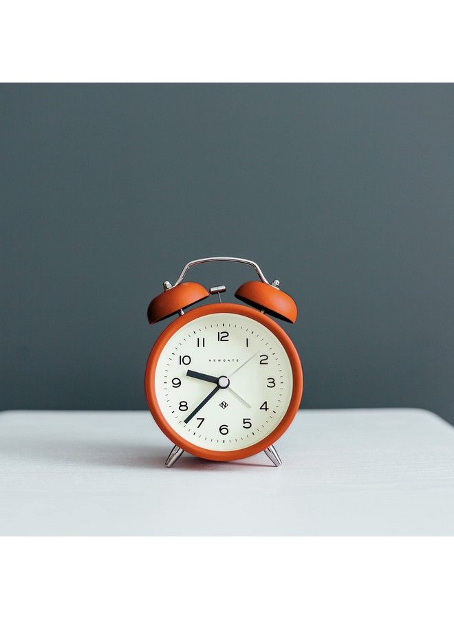 Charlie Bell Echo Alarm Small Contemporary Bedside Alarm Clock Analogue Alarm Clock Twin Bell Alarm Clock Desk Clock Bedside Clock Arabic Numerals (Pumpkin Orange)