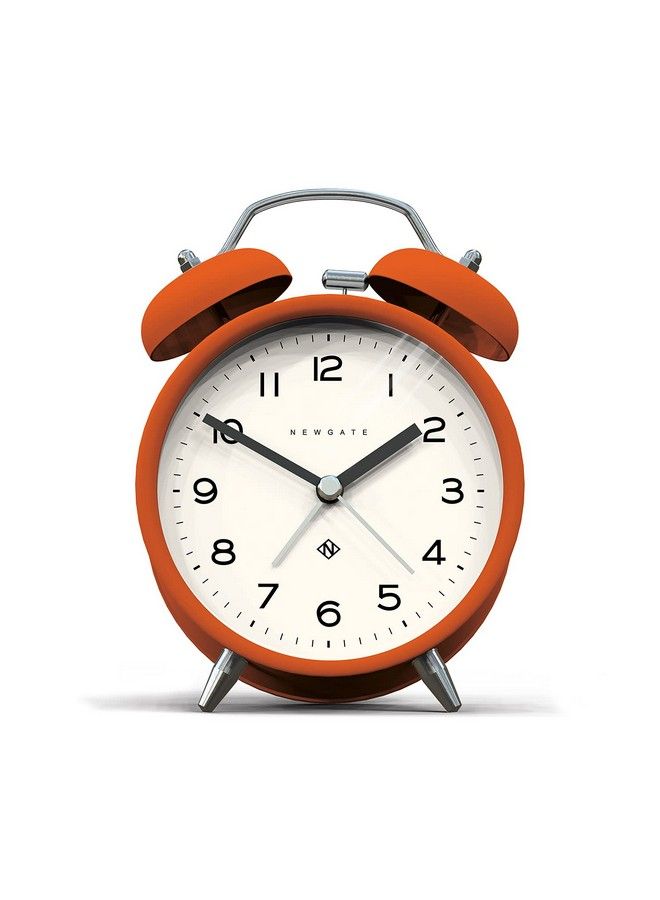 Charlie Bell Echo Alarm Small Contemporary Bedside Alarm Clock Analogue Alarm Clock Twin Bell Alarm Clock Desk Clock Bedside Clock Arabic Numerals (Pumpkin Orange)