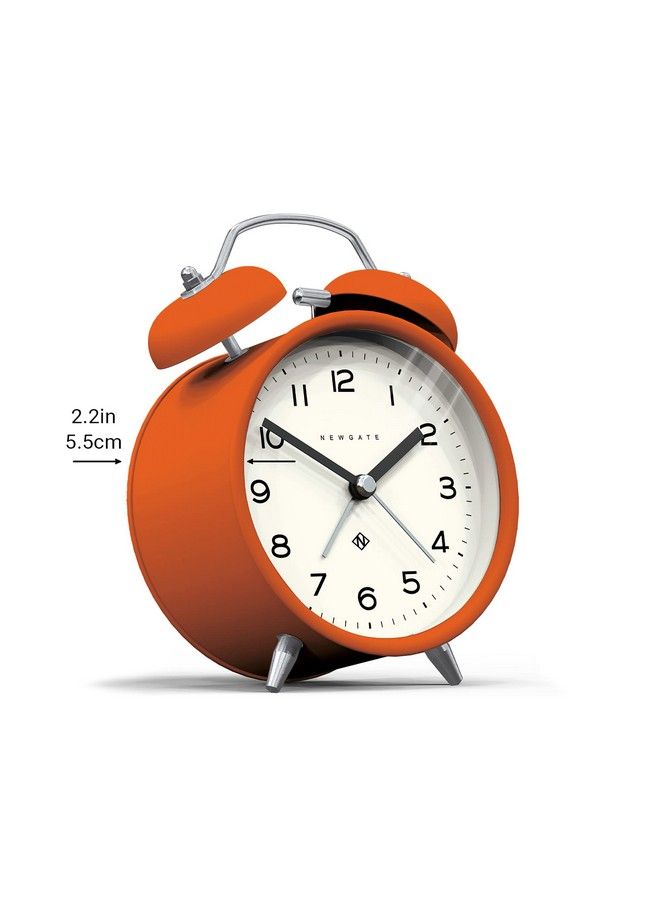 Charlie Bell Echo Alarm Small Contemporary Bedside Alarm Clock Analogue Alarm Clock Twin Bell Alarm Clock Desk Clock Bedside Clock Arabic Numerals (Pumpkin Orange)
