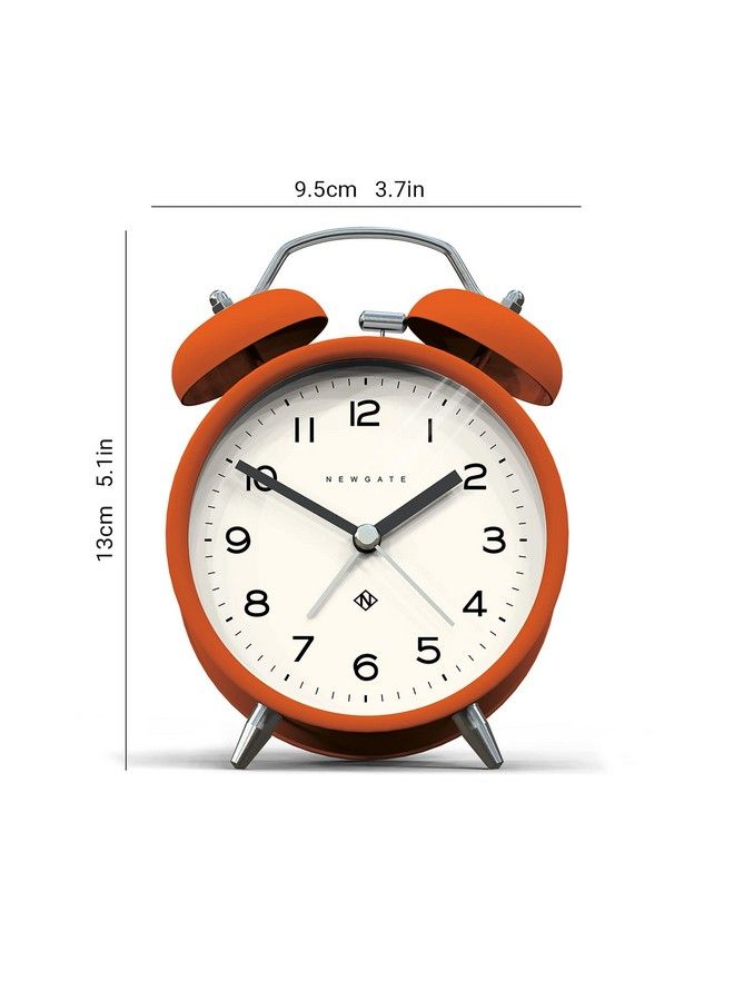 Charlie Bell Echo Alarm Small Contemporary Bedside Alarm Clock Analogue Alarm Clock Twin Bell Alarm Clock Desk Clock Bedside Clock Arabic Numerals (Pumpkin Orange)