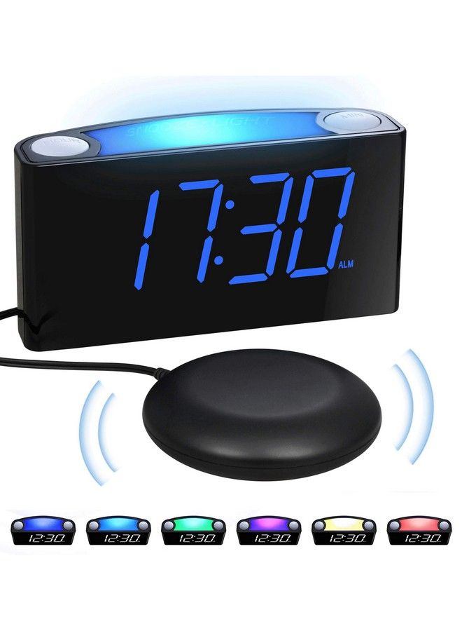 Extra Loud Vibrating Alarm Clock With Bed Shakerdigital Bedroom Clock For Heavy Sleepersdeaf Hearing Impaired Senior 7 Night Light Large Led Displaydimmer 2 Usb Charger12 24H6.46׳.39ױ.93 In