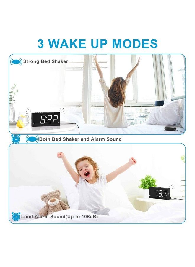 Extra Loud Dual Alarm Clock With Vibration For Bedroomextreme Bed Shaker Alarm Clock For Deep Sleeper Hard Of Hearing Deaf7