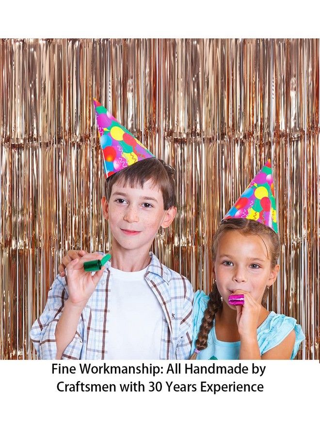 Foil Fringe Backdrop Party Decoration 12Ftx8Ft Rose Gold Metallic Tinsel Foil Fringe Curtain Shimmer Wall Backdrop Photo Booth Props For Birthday Party Baby Shower Decoration (Pack Of 4)