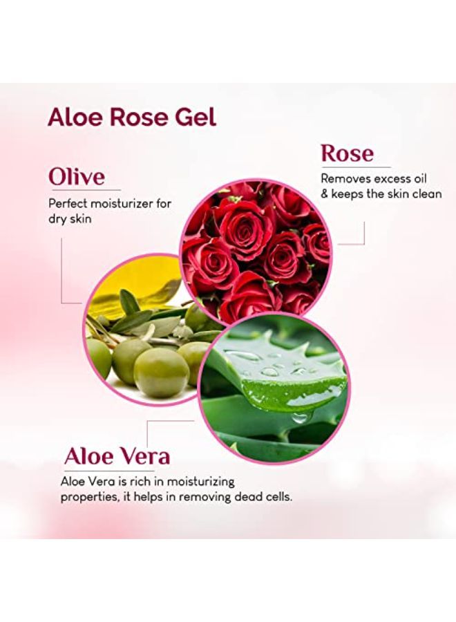 Aloe Rose Gel With Pure Aloe Vera, Olive & Vitamin E For Face, Skin & Hair - Moisturizing, Skin Lightening, Acne Scars, Wrinkles, Sunburn & Dark Circles (500 Gram)