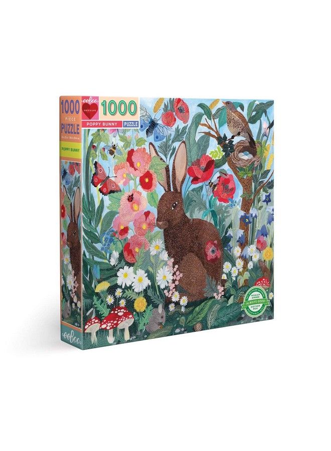 : Piece And Love Poppy Bunny 1000Piece Square Adult Jigsaw Puzzle, Jigsaw Puzzle For Adults And Families, Includes Glossy, Sturdy Pieces And Minimal Puzzle Dust