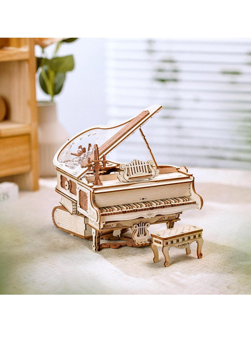 ROKR Magic Piano Mechanical Music Box 3D Wooden Puzzle AMK81, Assembly Brain Teaser 3D Wooden Puzzle DIY Build Model Crafts Kits, Unique Gifts and Home Decor for Teens or Adults