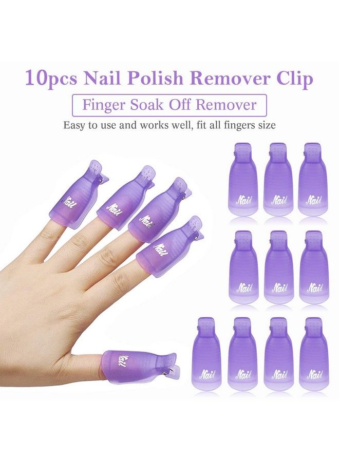 Gel Nail Polish Remover Clips Kitwith Double Ended Metal Cuticle Pusher20 Pcs Plastic Resuable Finger And Toe Nail Clips For Removal Acrylic Nail Art Gel Polish Soak Off Cap Clip