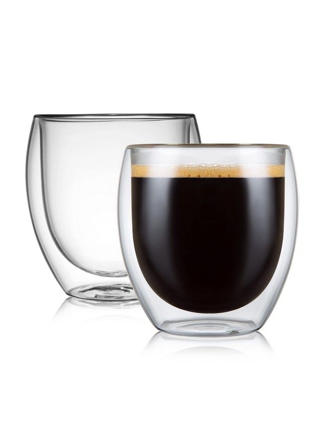 Double Wall Glass Espresso Cups 8.5 Ozclear Insulated Glass Coffee Mug For Cappuccinoteaset Of 2