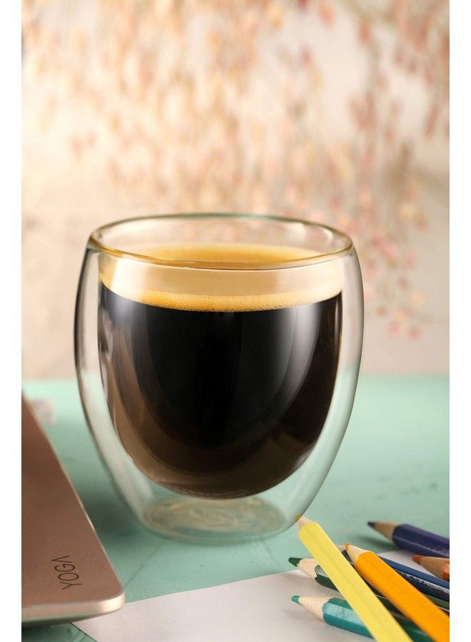 Double Wall Glass Espresso Cups 8.5 Ozclear Insulated Glass Coffee Mug For Cappuccinoteaset Of 2