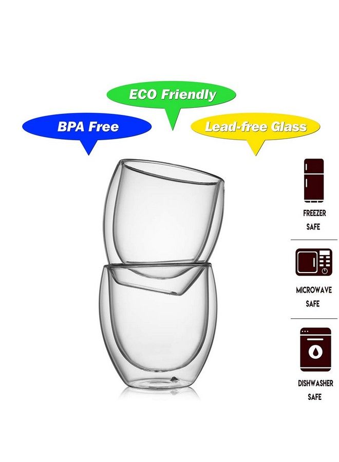 Double Wall Glass Espresso Cups 8.5 Ozclear Insulated Glass Coffee Mug For Cappuccinoteaset Of 2