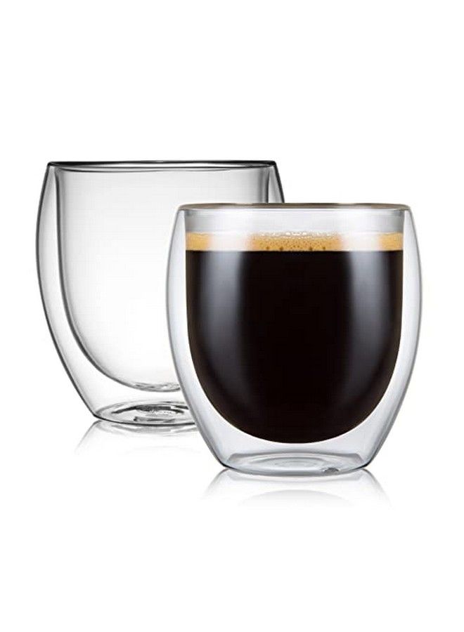 Double Wall Glass Espresso Cups 8.5 Ozclear Insulated Glass Coffee Mug For Cappuccinoteaset Of 2