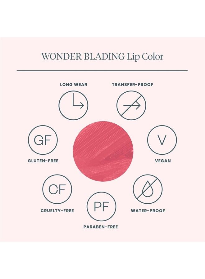 Wonder Blading Lip Stain Masque, Pink Lip Stain Long Lasting Transferproof, Waterproof Nude Lip Tint, Pink Lip Makeup Matte Finish (Romance Masque)