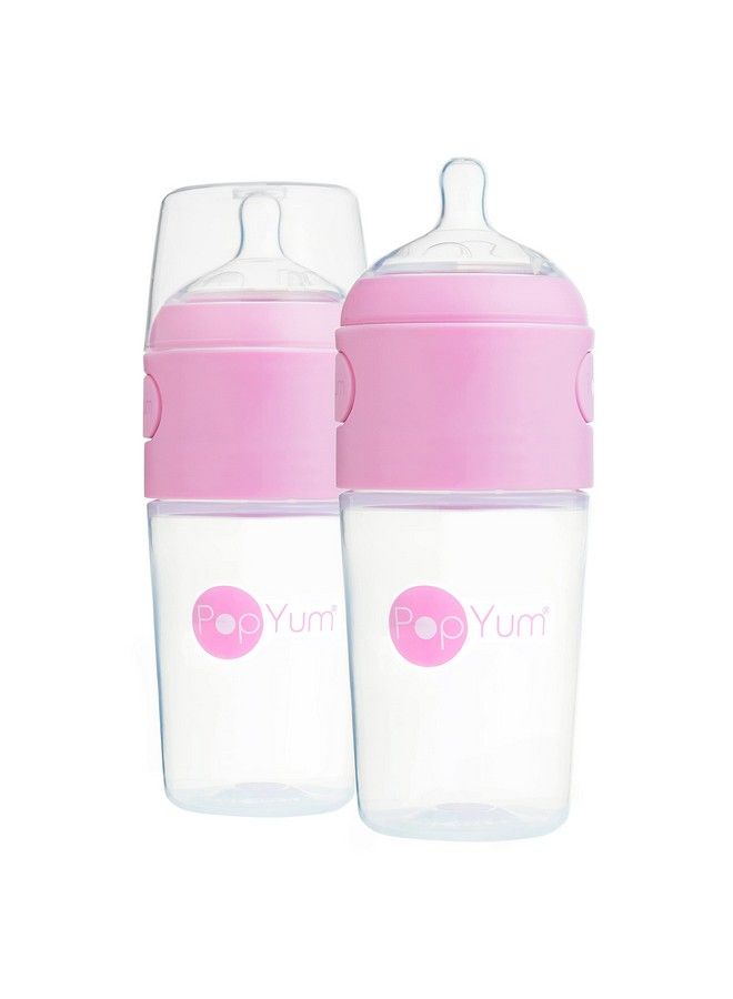 9 Oz Pink Anticolic Formula Making Mixing Dispenser Baby Bottles 2Pack (With 2 Nipples)