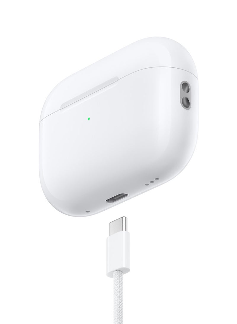 AirPods Pro 2 Wireless Earbuds, Bluetooth Headphones, Active Noise Cancellation, Hearing Aid Feature, Transparency, Personalized Spatial Audio, High-Fidelity Sound, H2 Chip, USB-C Charging White