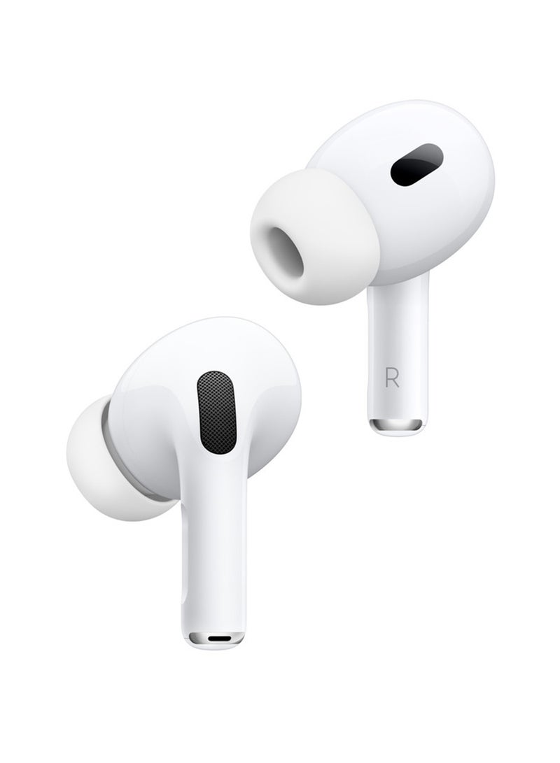 AirPods Pro 2 Wireless Earbuds, Bluetooth Headphones, Active Noise Cancellation, Hearing Aid Feature, Transparency, Personalized Spatial Audio, High-Fidelity Sound, H2 Chip, USB-C Charging White