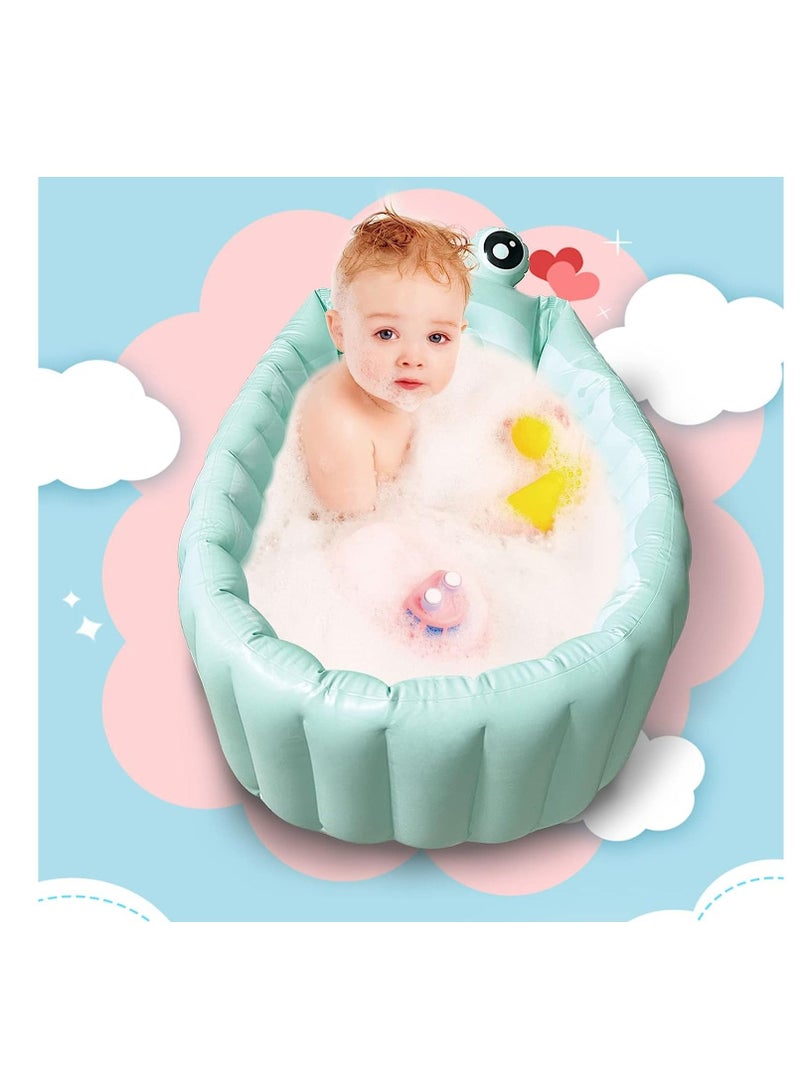 Inflatable Baby Bathtub Portable Travel Bath Tub for Infants (Green)