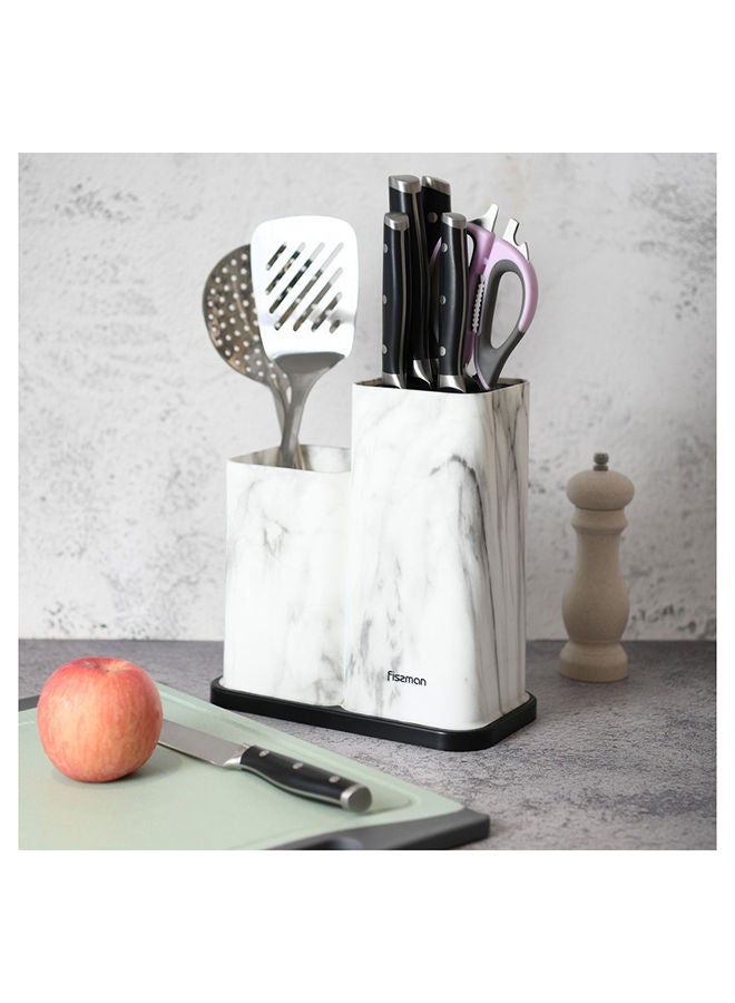 Kitchen Knife And Utensil Organizer 11x11x23+11x11x17cm, Marble Plastic