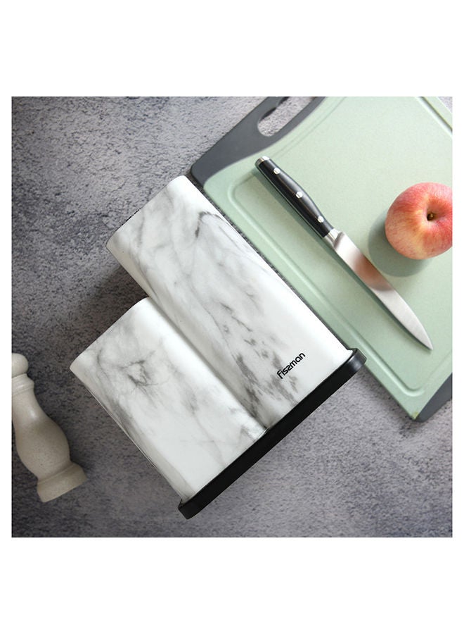 Kitchen Knife And Utensil Organizer 11x11x23+11x11x17cm, Marble Plastic