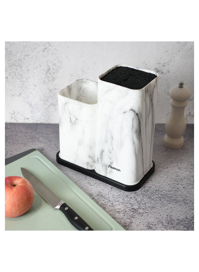 Kitchen Knife And Utensil Organizer 11x11x23+11x11x17cm, Marble Plastic