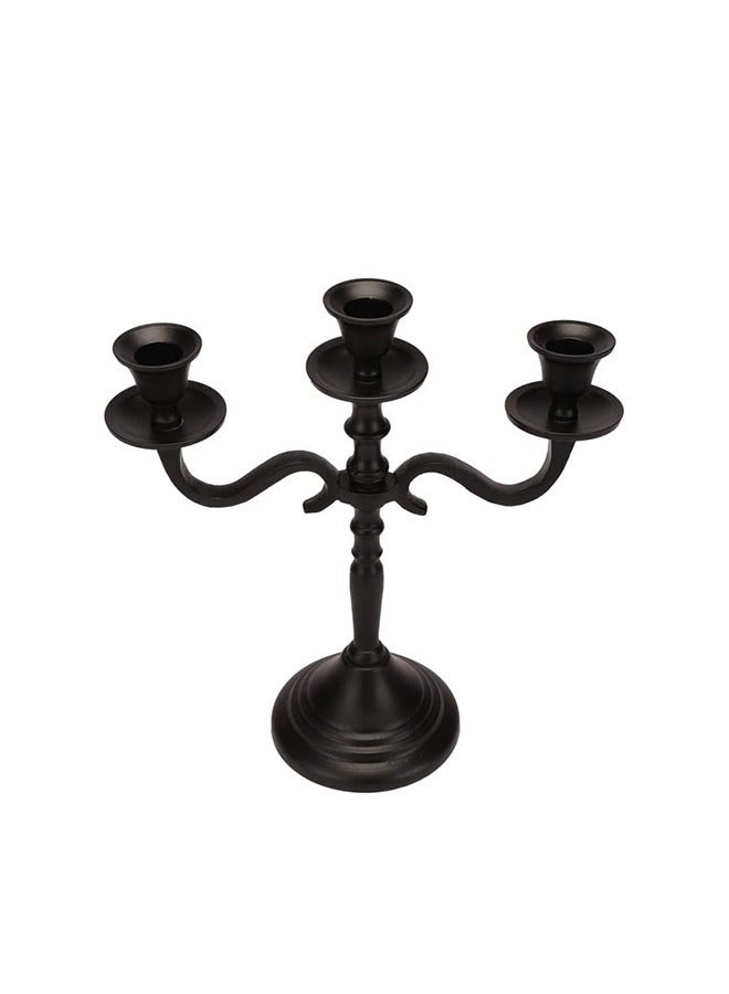 VOIDROP Three Arm Candelabra 10 inch Tall Black mate Taper Candle Holders, Candle Stands Candlesticks for Home Decor Wedding Parties Dinning Table Centerpiece Thick Candles (Black)