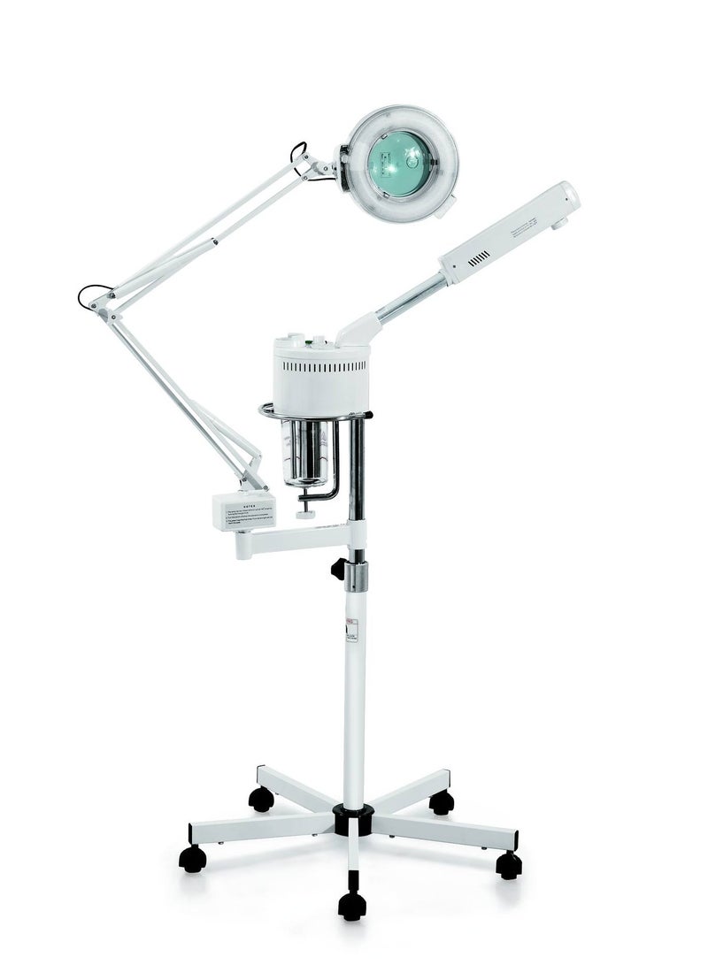 Meishida Face Steamer with Magnifying Lamp 2 in 1 Machine Stand White