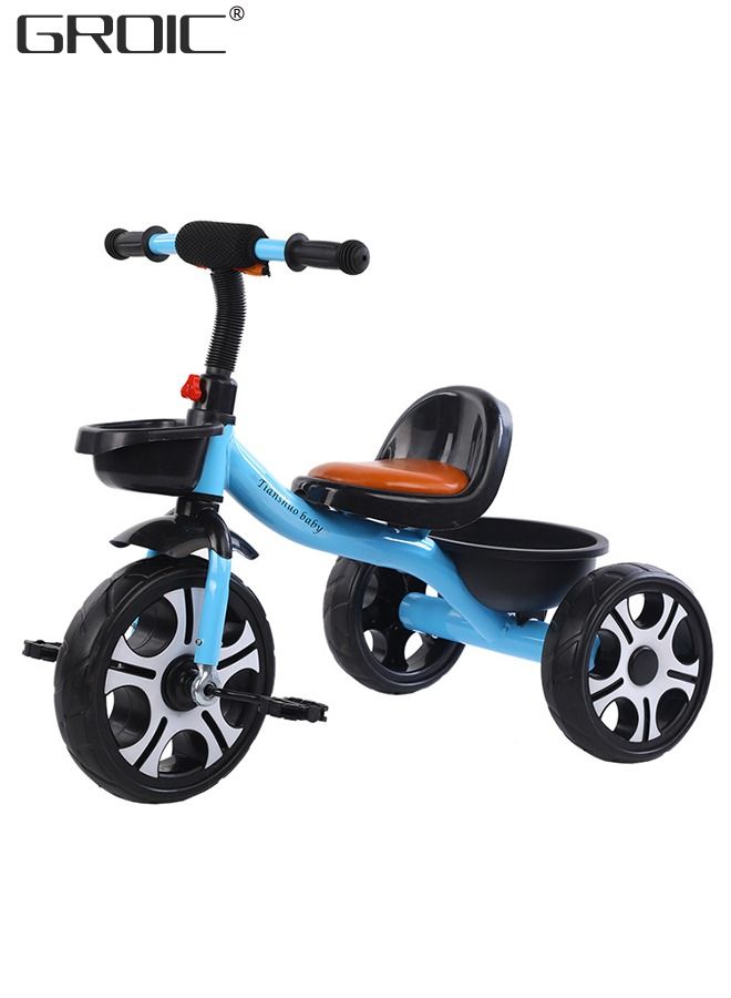 Kids Tricycles, Kids Trike Tricycles Toddler Bike with Basket, Baby Balance Bike with Adjustable Seat, Non-Slip Tires, Riding Toy for Training Motor Skills, Learning Balance