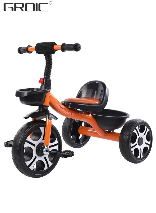 Kids Tricycles, Kids Trike Tricycles Toddler Bike with Basket, Baby Balance Bike with Adjustable Seat, Non-Slip Tires, Riding Toy for Training Motor Skills, Learning Balance