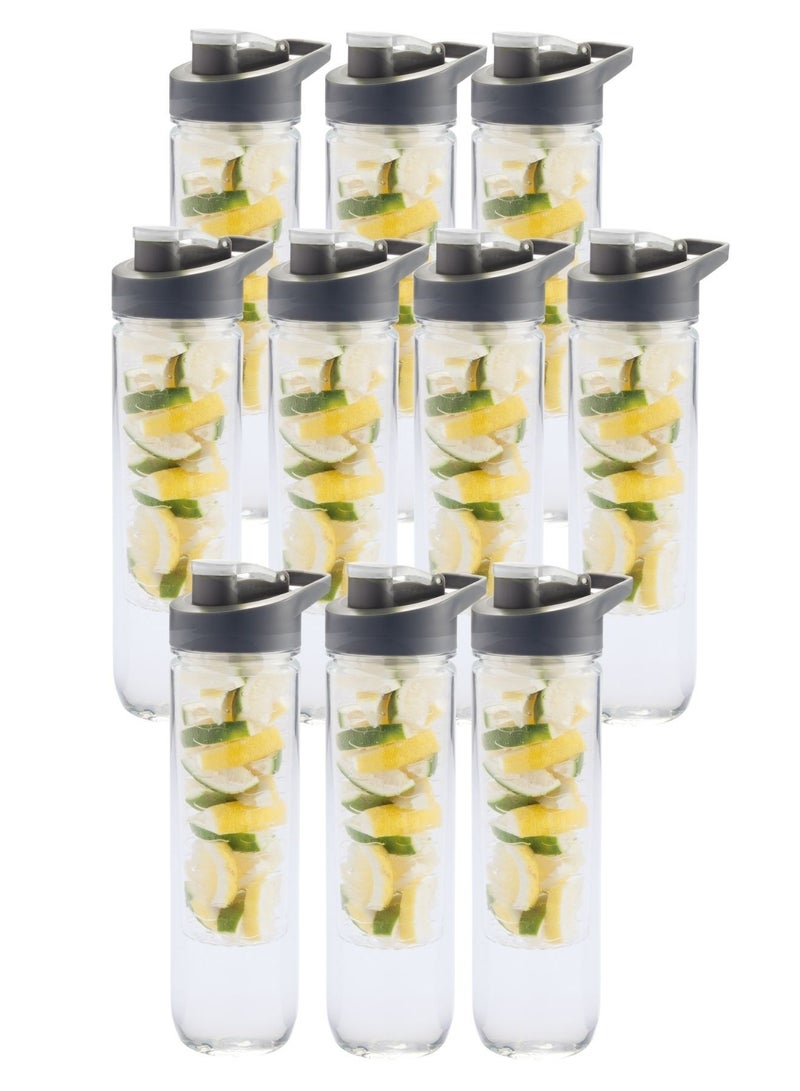Pack of 10 Fruit Infuser Water BPA-Free Sports Bottle