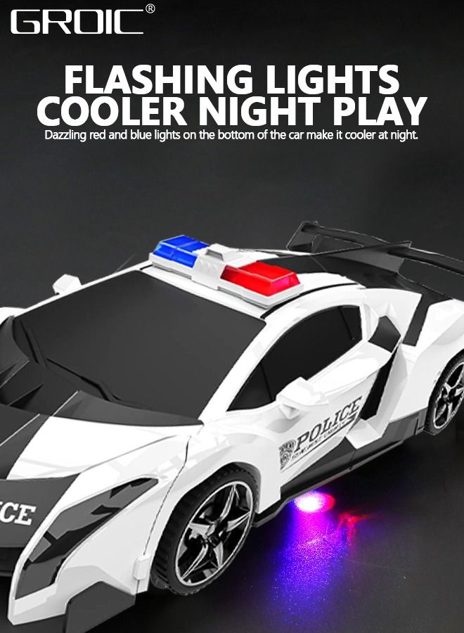 Transform Remote Control Car, Transform Robot RC Car Toys with 2.4Ghz One-Button Transforming 360 Degree Rotation Drifting Police Car,Deformation Car 1:18 Scale