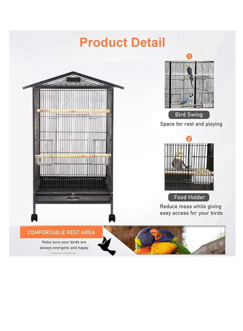 Bird Cage Large Parrot Birdcage Breeding Big Pigeon Villa Parakeet Macaw with Wheels Stand Perch for Small Medium Large Birds