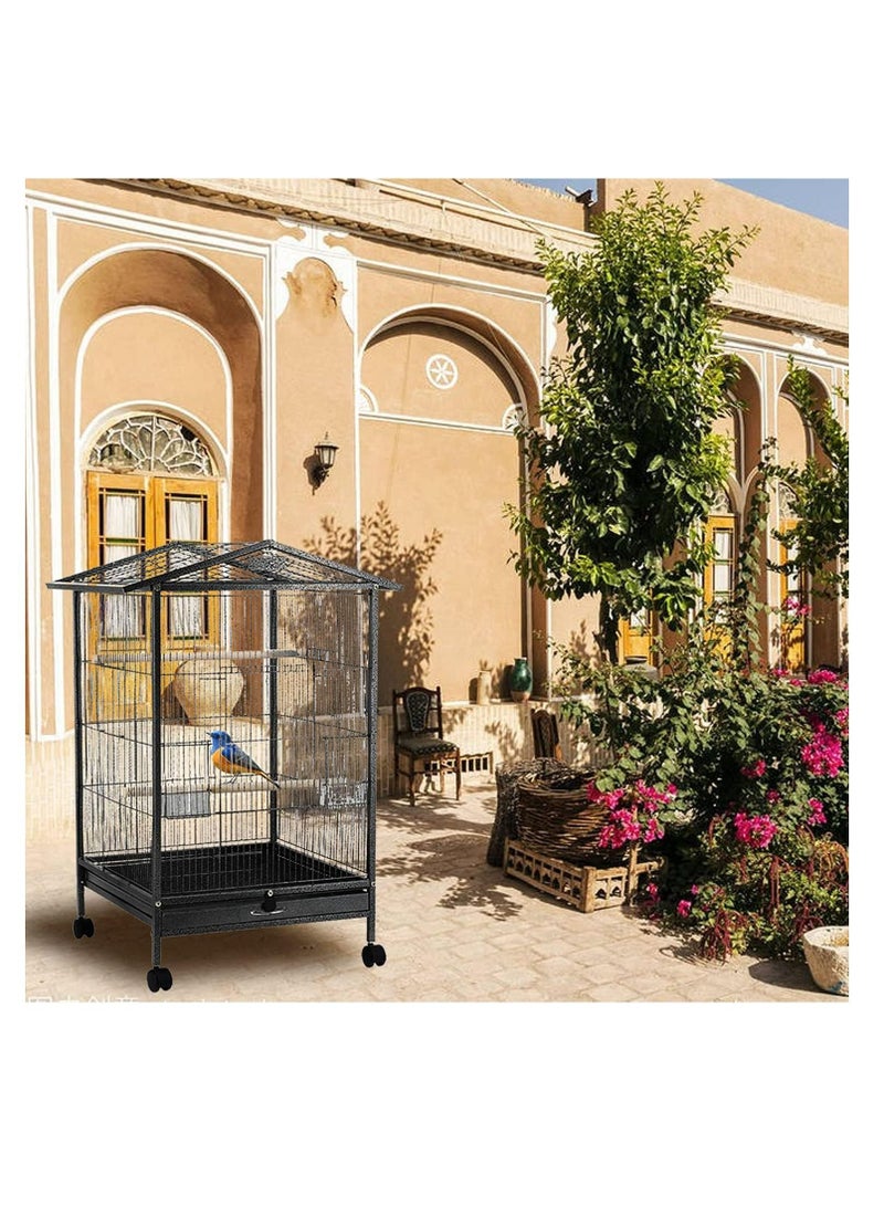 Bird Cage Large Parrot Birdcage Breeding Big Pigeon Villa Parakeet Macaw with Wheels Stand Perch for Small Medium Large Birds