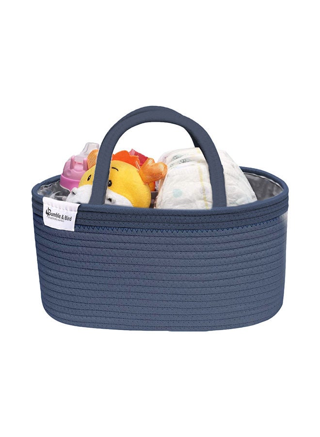 Baby Diaper Caddy Organizer Cotton Canvas Portable Diaper Storage Basket With Removable Insert Blue