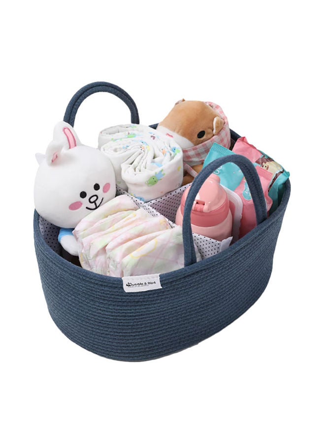 Baby Diaper Caddy Organizer Cotton Canvas Portable Diaper Storage Basket With Removable Insert Blue