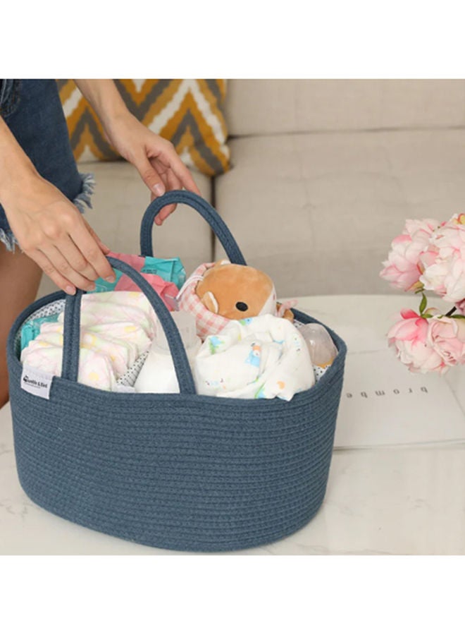 Baby Diaper Caddy Organizer Cotton Canvas Portable Diaper Storage Basket With Removable Insert Blue