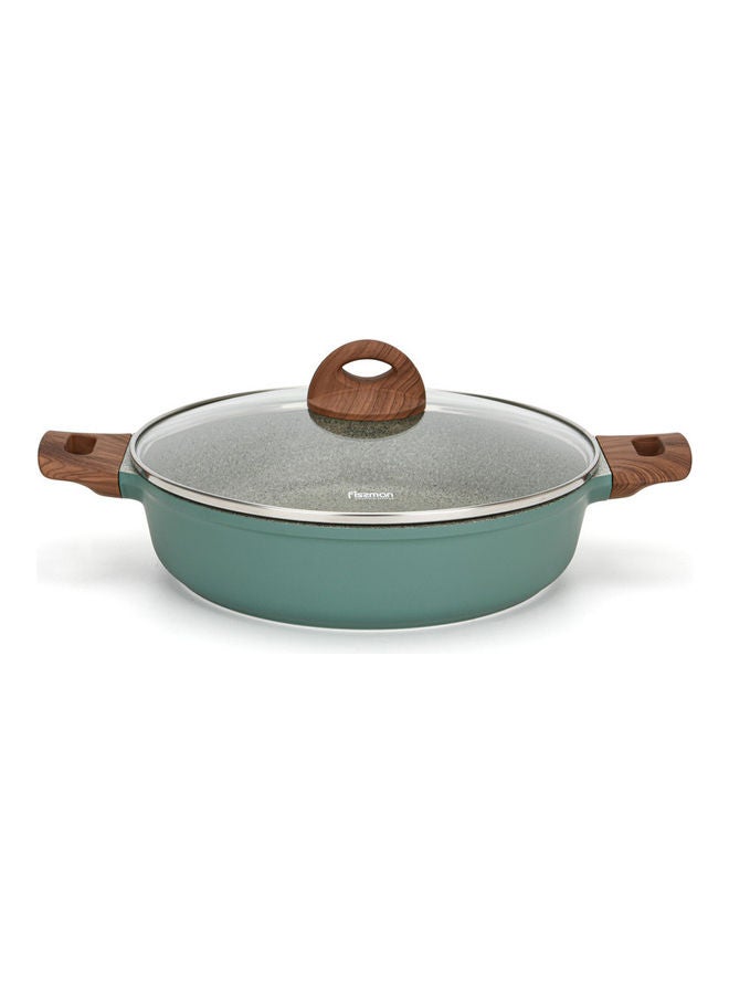 Casserole With Glass Lid Aluminium Coating Shallow And Induction Bottom 28x7.2cm/3.8LTR Teal 28x7.2cm